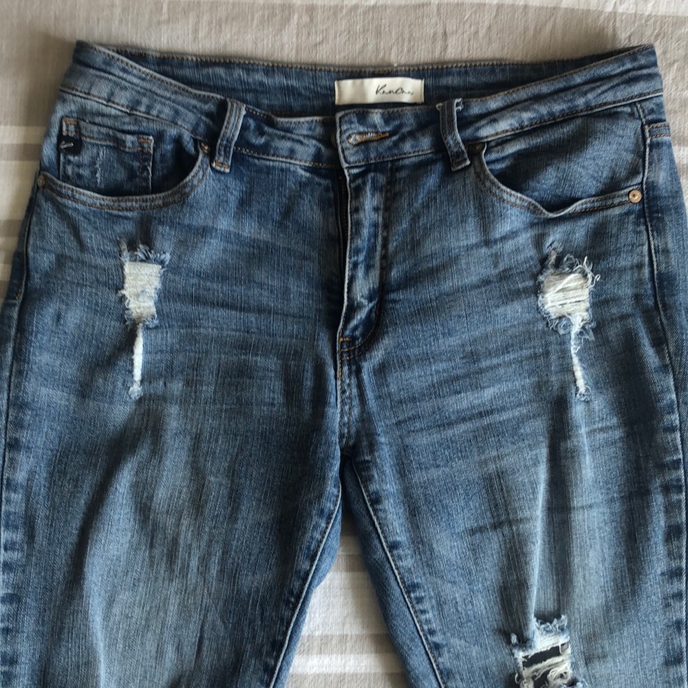 Mid Rise Skinny Ankle Distressed Jean